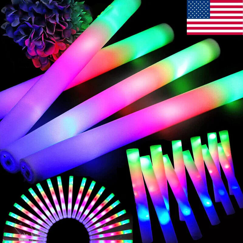 110pcs LED Foam Glow Sticks Glow Party Supply with 3 Modes Falshing Stick for Wedding for Birthday Concert Halloween Christmas