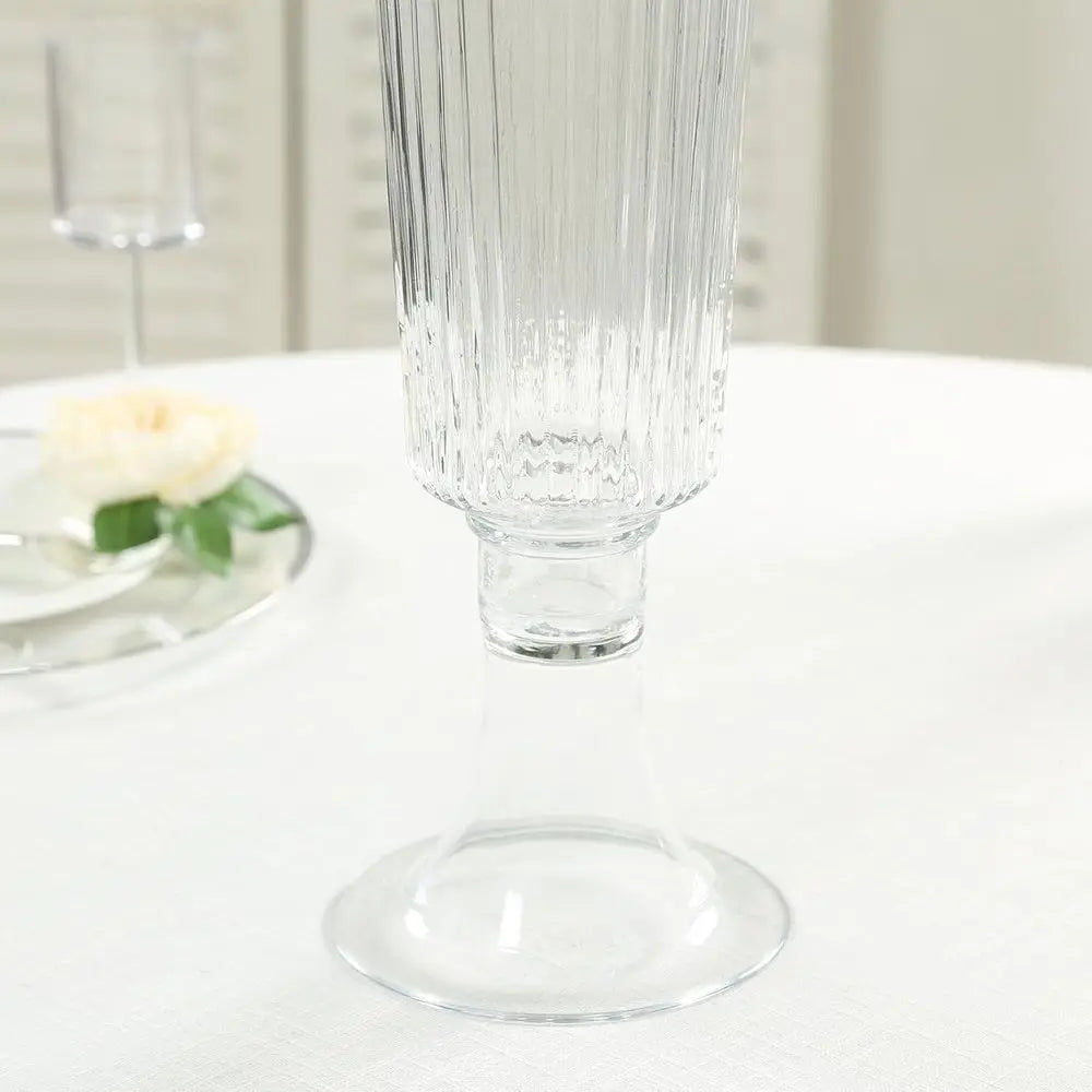 4 Pack Clear Ribbed Glass Trumpet Vases, Heavy Duty Flower Vases for Weddings and Centerpieces - 26
