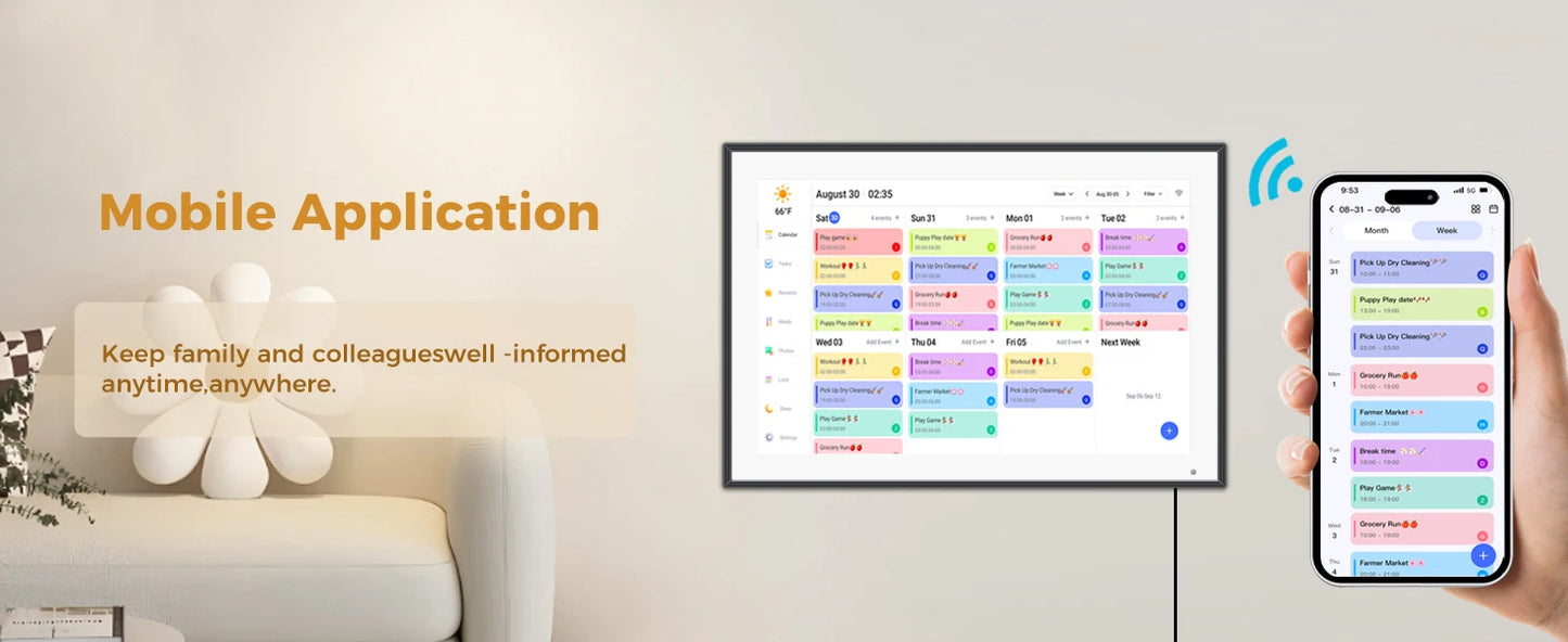 10.1 inch Digital Calendar & Chore Chart,Smart Touchscreen Interactive Display for Family Schedules, Wall & Desk Mountable