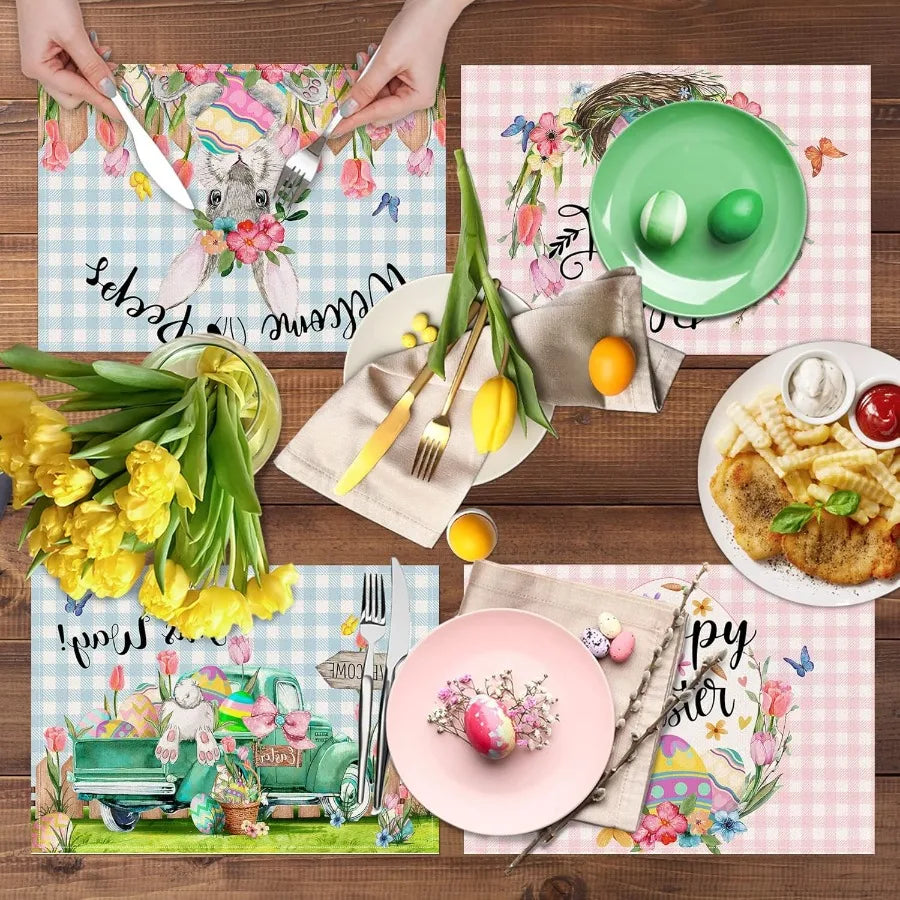 Easter Placemats Set of 4 Easter Placemats 12x18 Ih for Dining Table By Rabbit Place Mats Farmhouse Table Decor Rustic Table Ma