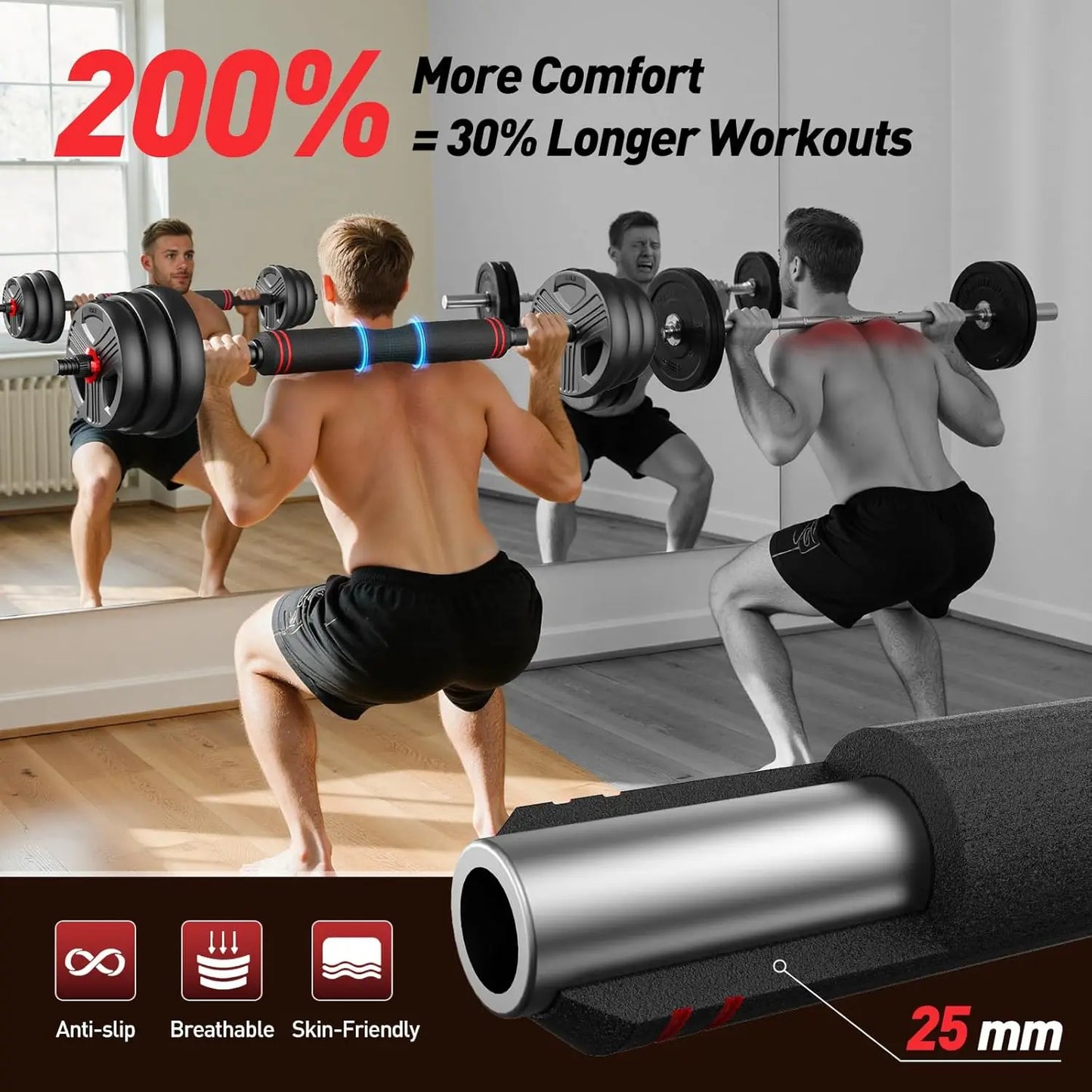 Adjustable Dumbbell Set 5-in-1 Home Gym Equipment, 20-90lbs Free Weights with Upgraded Nut for Men & Women Fitness