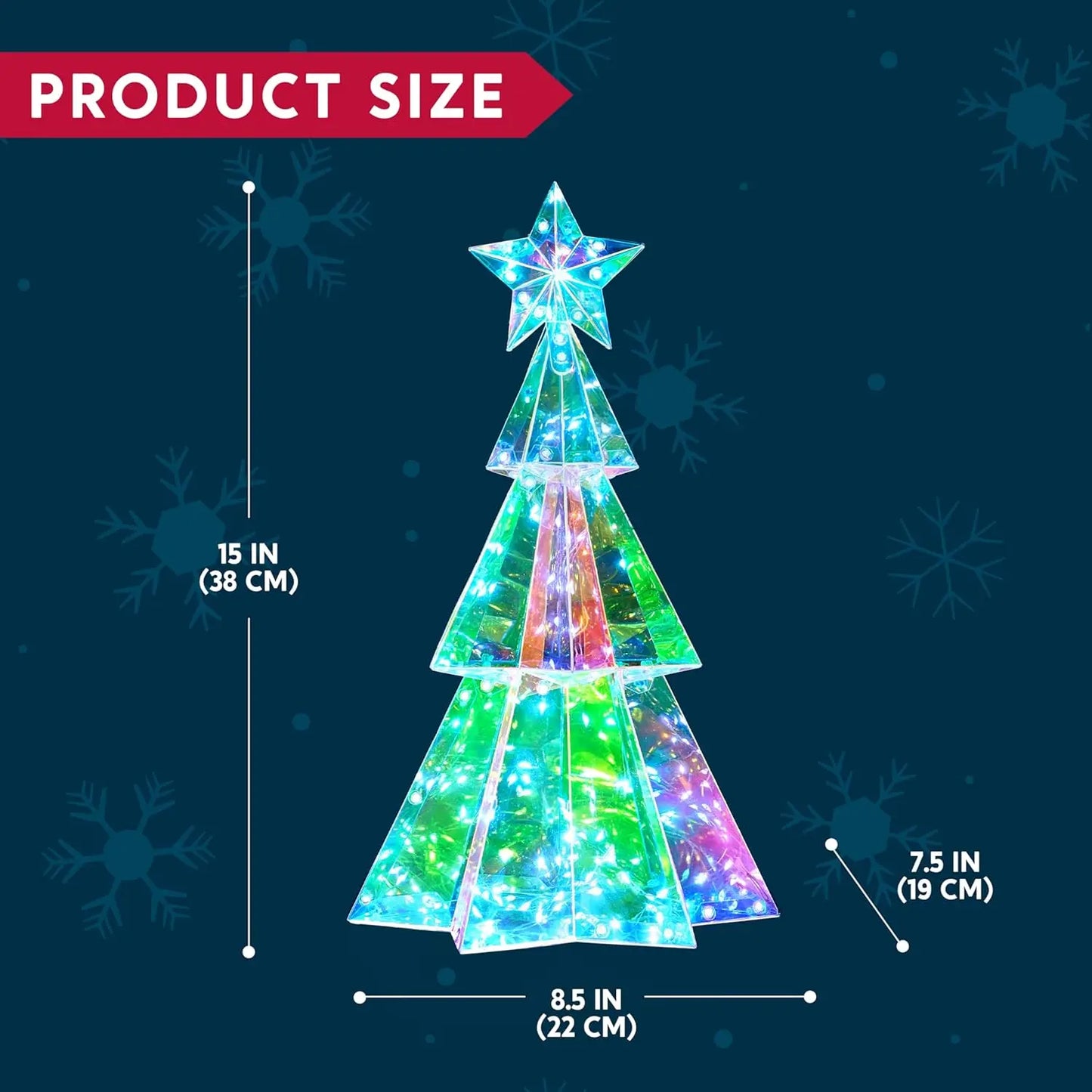 JOYFY15 in Prismatic Iridescent Christmas Tree Light Decorations Prismatic Christmas100 LEDLights for Christmas Eve Night Décor