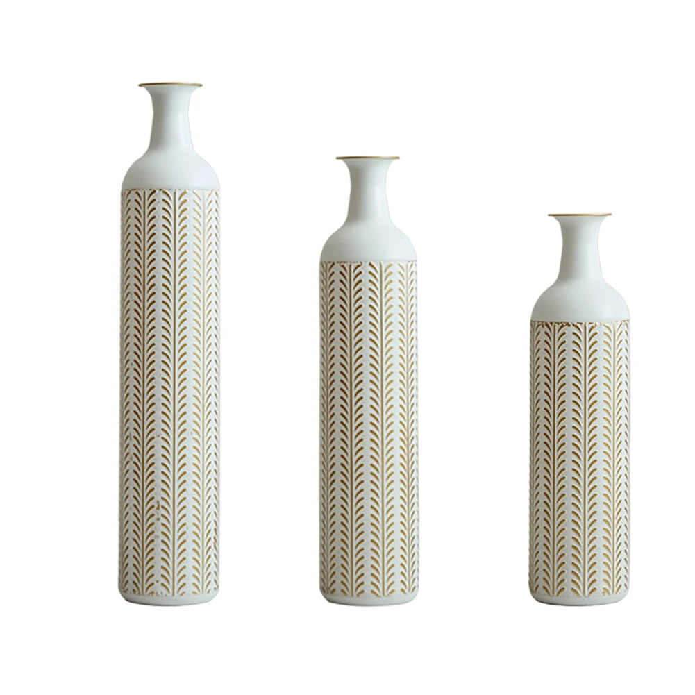 Floor Metal Vase 3-piece Set, Modern Home Metal Decoration Drop-shaped Vase, Big Standing Vase For Living Room Corner Hallway