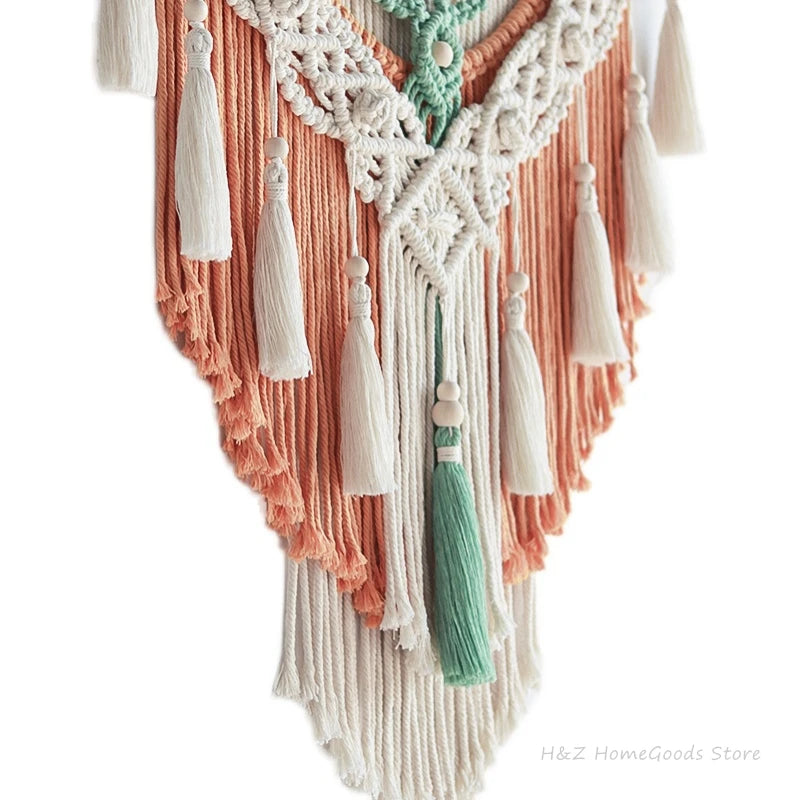 Hand-woven Colour Tapestry Macrame Wall Hanging Art Woven Bohemian Crafts Decoration Gorgeous Tapestry For Home Bedroom 60*75cm