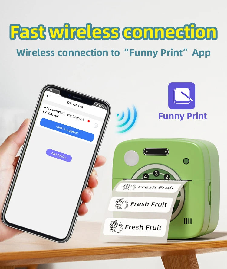 M1 Photo Pocket Printer with 2 Roll for iOS Android Bluetooth Mini Printers Sticker Thermal Printing for Office Kitchen School