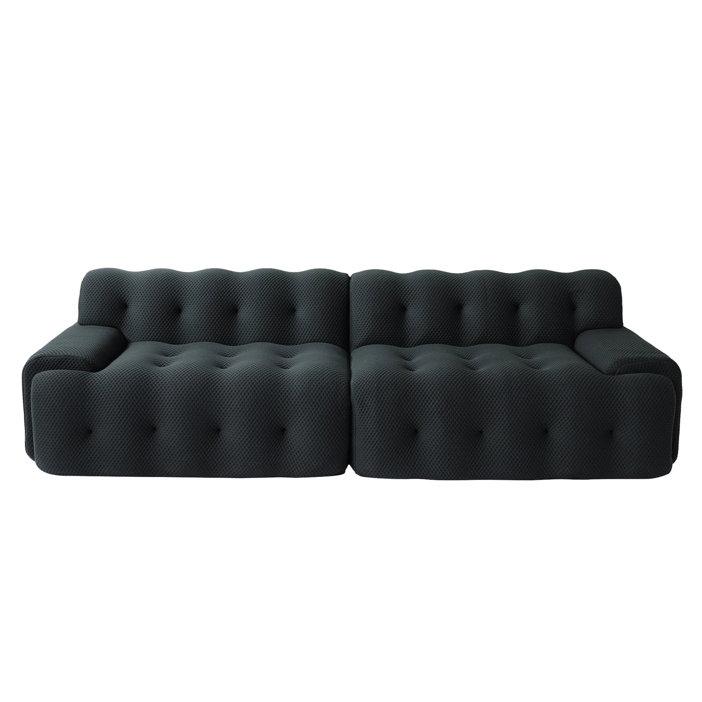 Comfy Cloud 102.4inch Oversized Modular Sectional Sofa 3D Mesh Fabric Curved Loveseat for Living Room - No Assembly Required