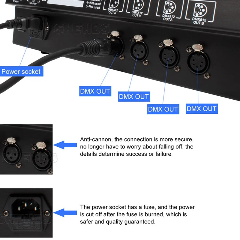 SHEHDS 1024 DMX Console With Flight Case DJ Controller Suitable for Moving Head Light Par Light Series Stage Light Equipment