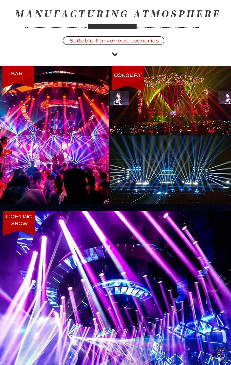 SHEHDS 2pcs LED Zoom 19x15W RGBW Beam Wash Moving Head Lighting Beads Circle Control for DJ Disco Concerts Wedding Christmas
