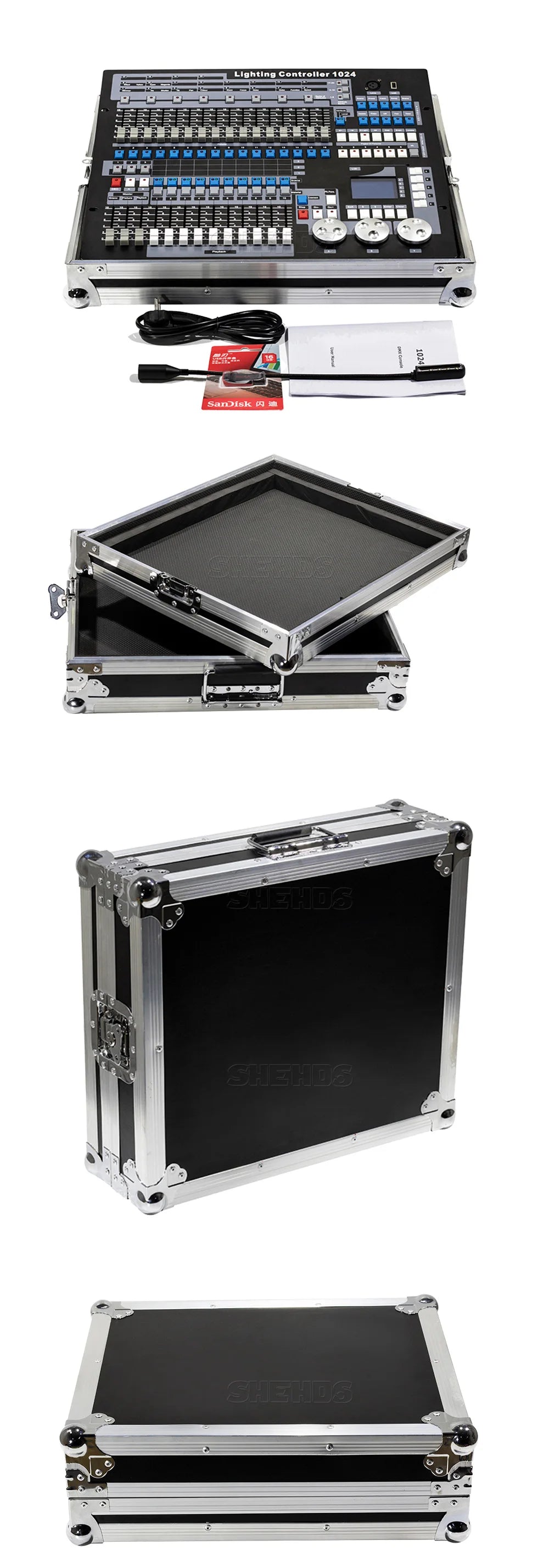 SHEHDS 1024 DMX Console With Flight Case DJ Controller Suitable for Moving Head Light Par Light Series Stage Light Equipment