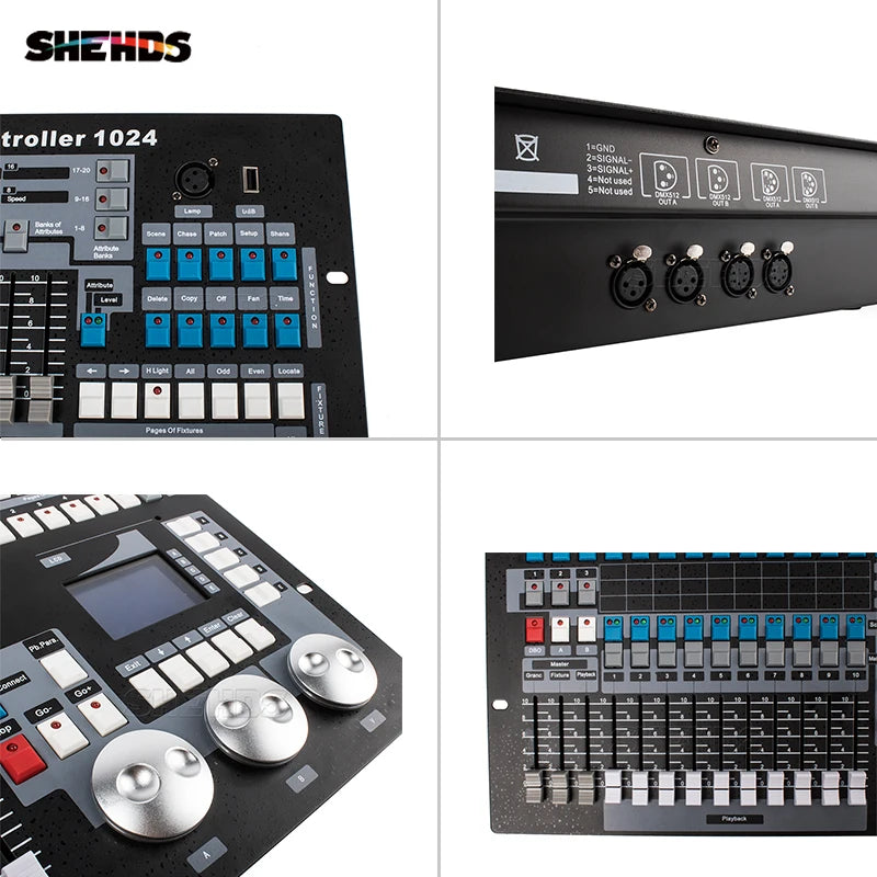 SHEHDS 1024 DMX Console With Flight Case DJ Controller Suitable for Moving Head Light Par Light Series Stage Light Equipment