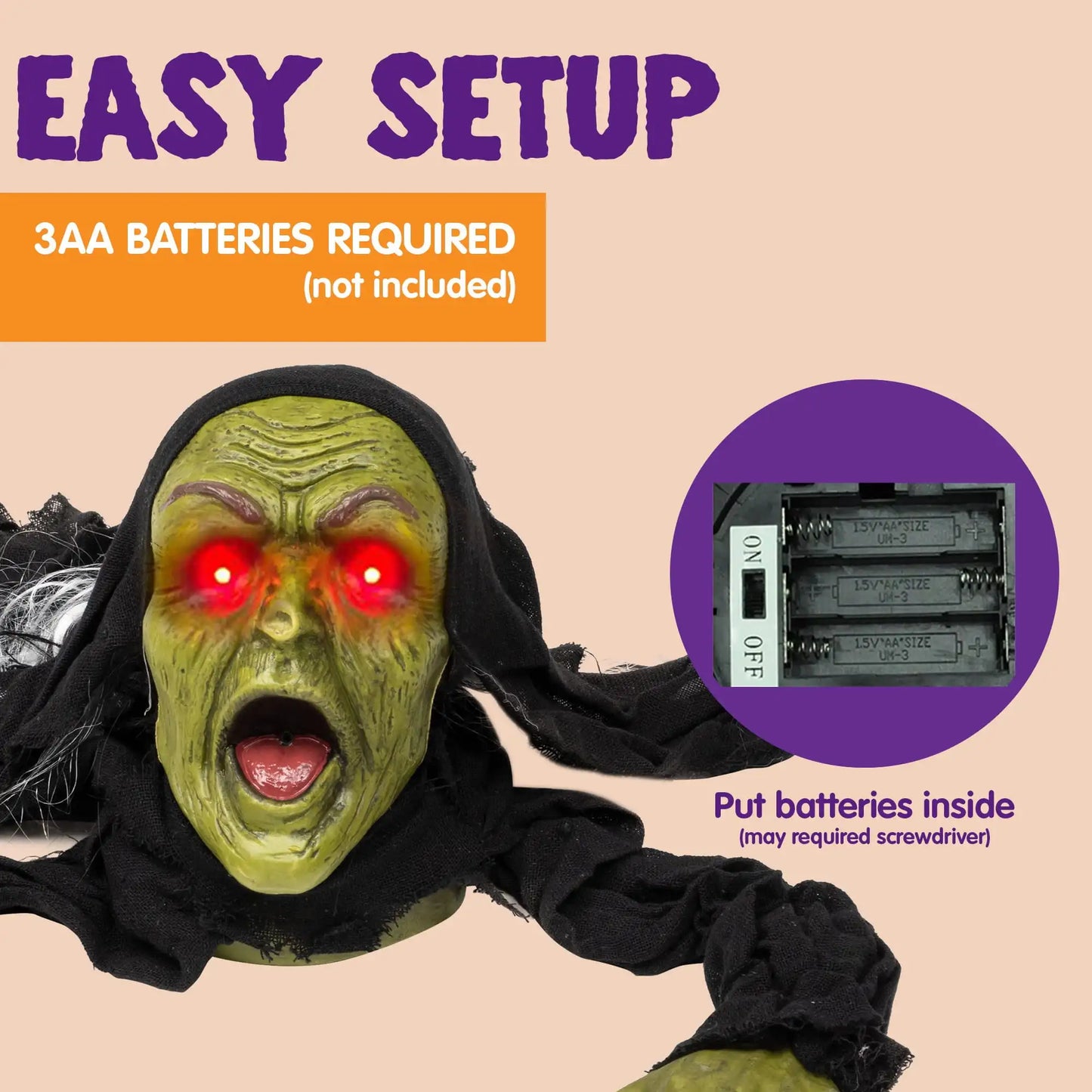 Joyfy 1pc Groundbreaker Halloween Decorations Zombie with Sound and Flashing Eyes Outdoor Scary Halloween Yard Decorations