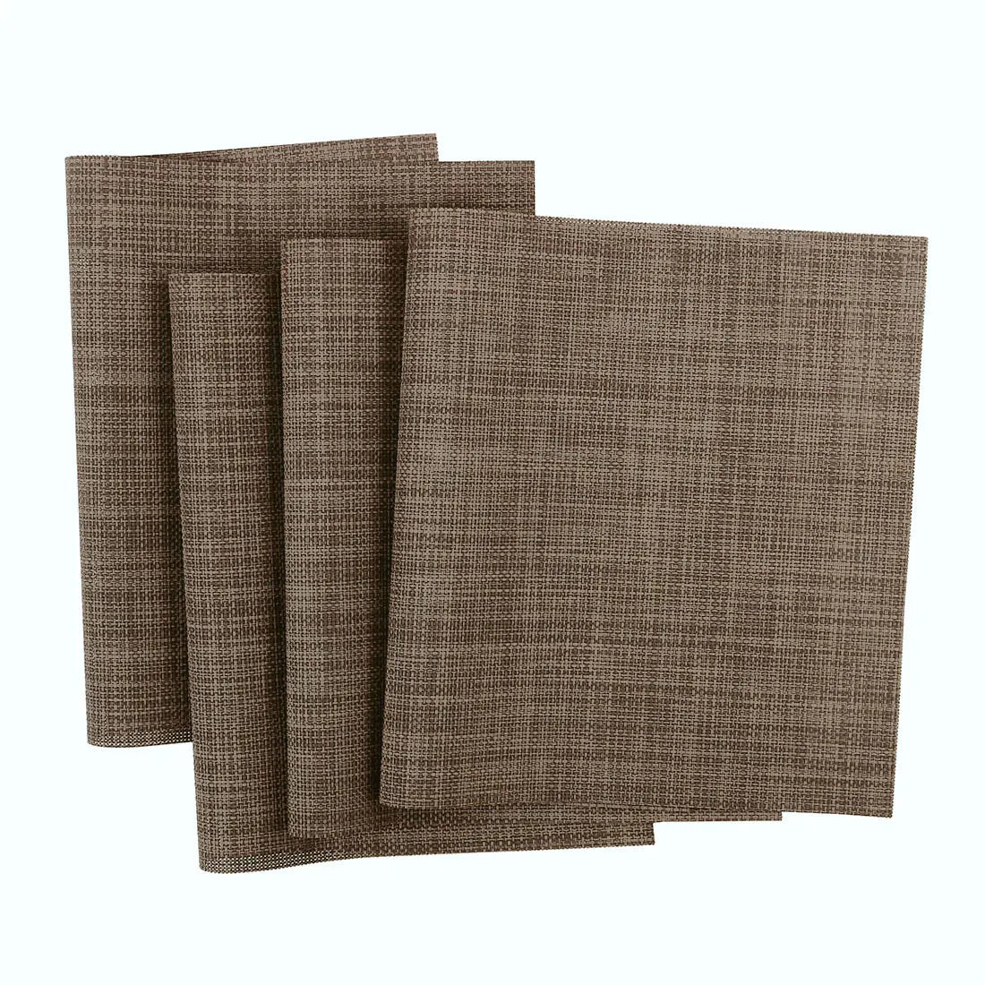 Heat Resistant Non-Skid Removable Pvc Table Mats Woven Placemats Brown 4Pcs