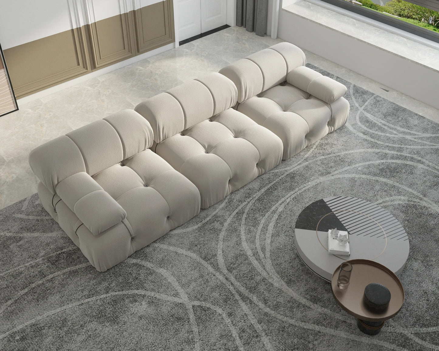 104" Minimalist Modular Sectional Sofas Modern Velvet Convertible Couches 3 Seats Living Room Sofa Sets for Office Apartment