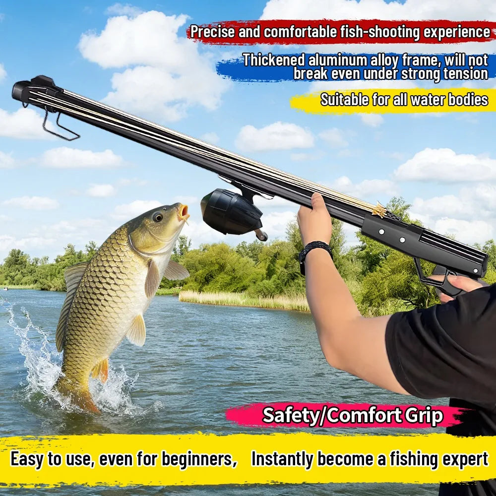 Fishing Slingshot Rod with Reel Long Distance Fishing Tool Portable Fishing Equipment Aluminum Outdoor Adult Fishing Device