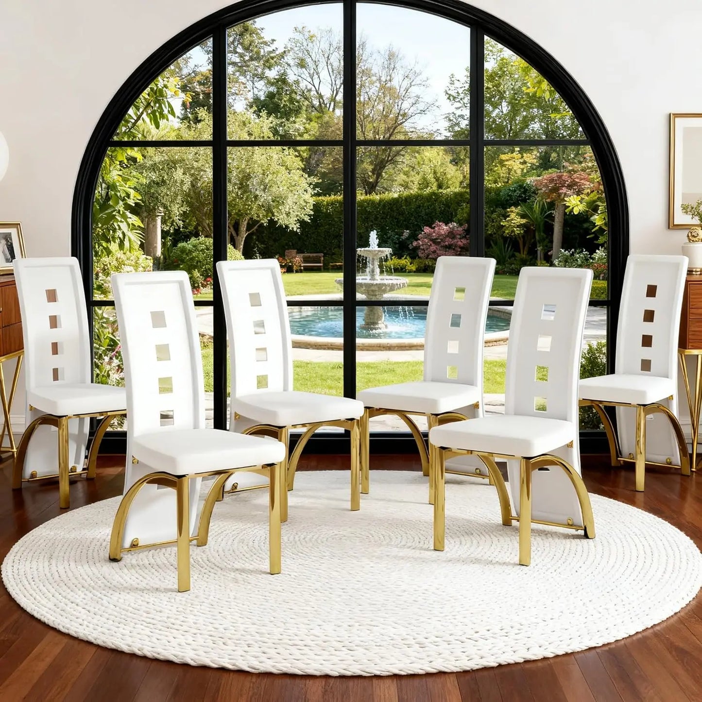 Black Dining Chairs Set of 6，Dining Room Chairs Set ，Upholstered Faux Leather Kitchen Chair with Metal Legs, Customized