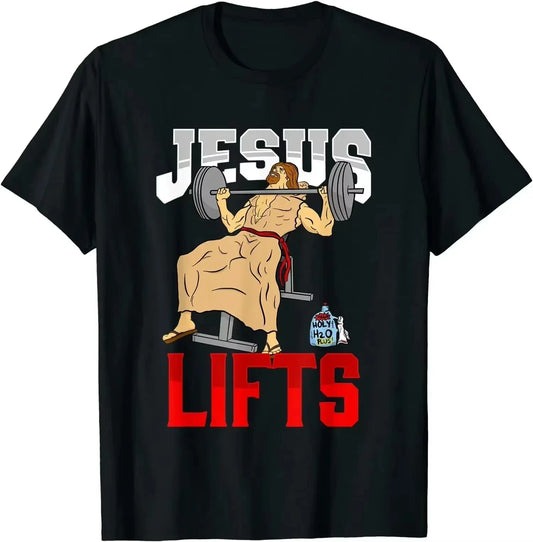 HOT SALE Funny Jesus Christian Weight Lifting Men Women Gym Gag Gifts T-Shirt Streetwear Men Clothing Tops Camisetas Unisex