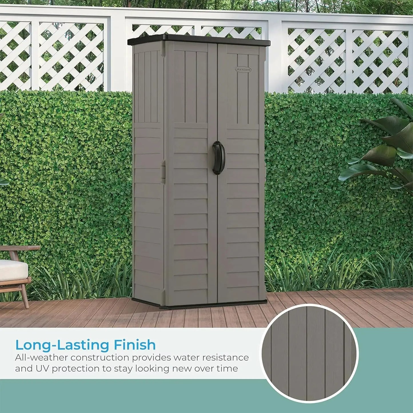 22 Cubic Ft. Vertical Resin Outdoor Storage Shed with Lockable Double Doors, Weather-Resistant Multi-Wall Panels,, Customized