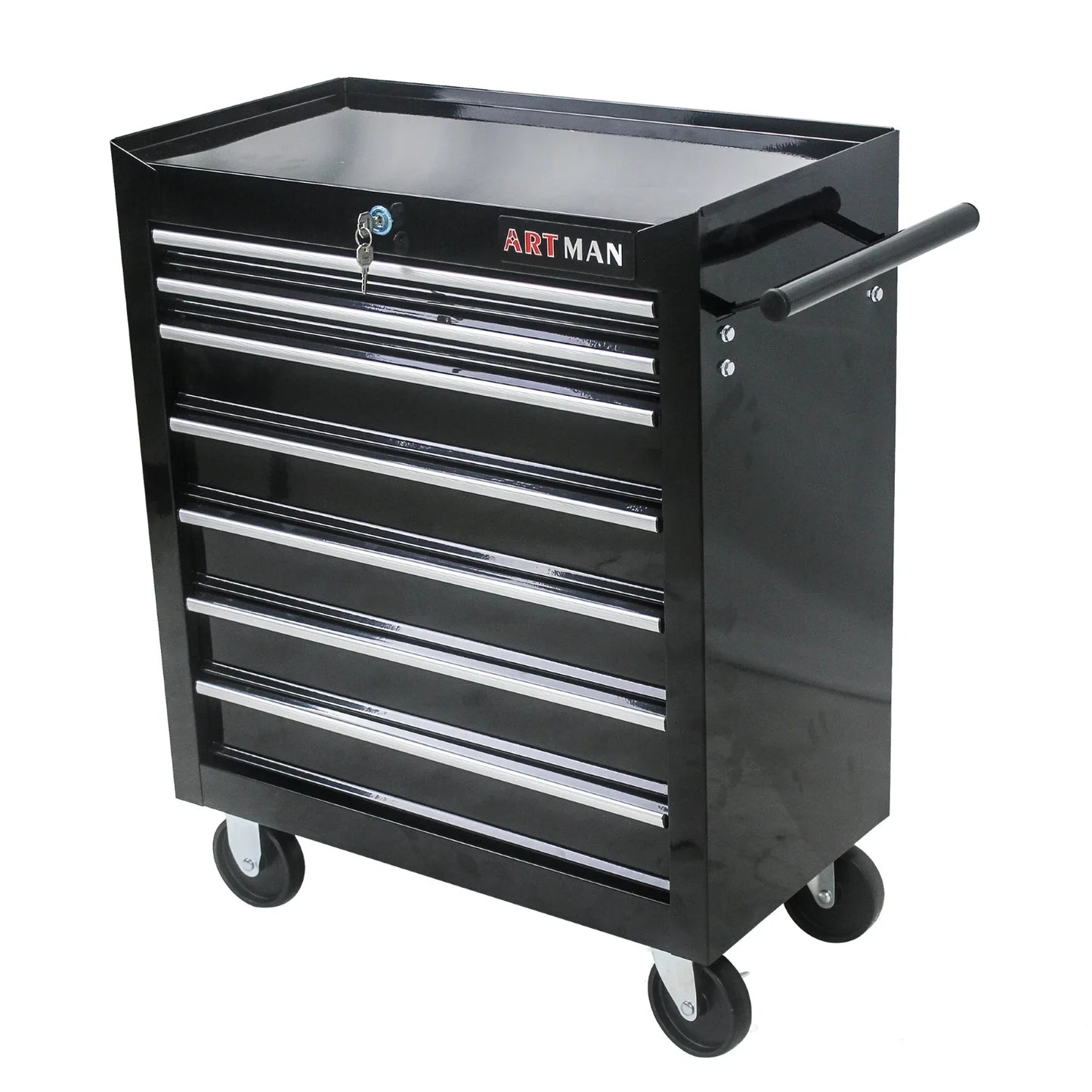 7 Drawer Rolling Tool Box with Key Lock for Garage, Steel Rolling Tool Box for Workshop, Garage Storage, Repair Shop, Etc.