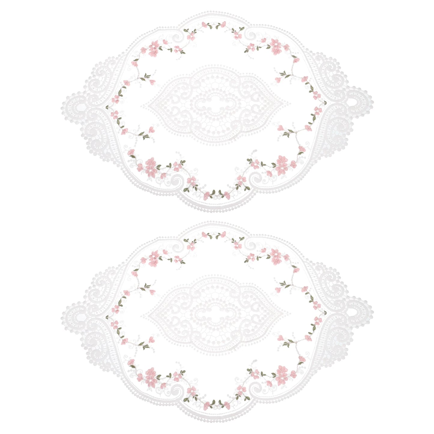 Retro Lace Placemat 12x17-in Oval Embroidered Table Place Mats French Crochet Doilies Coasters Cup Mat for Home Wedding
