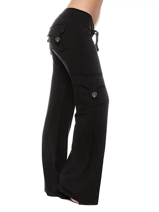 Women's wide-leg drawstring joggers Loose-fit sports trousers with fleece lining Casual waistband trousers with pockets
