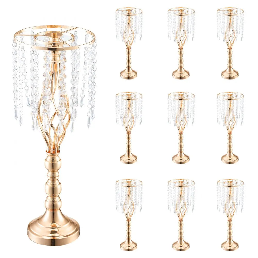 Sihao 10PCS 55cm/21.65” Tall Crystal Wedding Flower Stand Vase for Party Decor，Table Flower Stand, Home Decoration