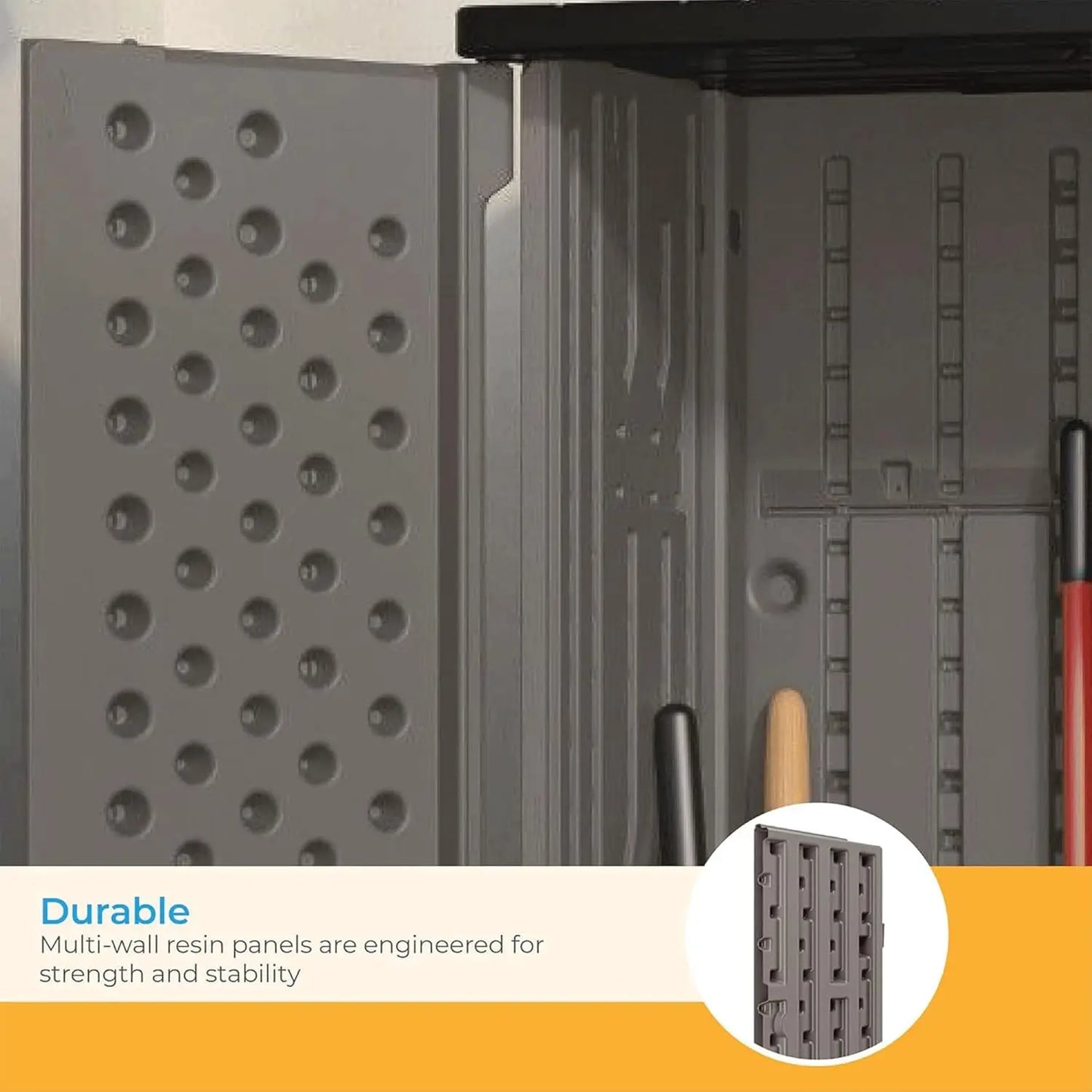 22 Cubic Ft. Vertical Resin Outdoor Storage Shed with Lockable Double Doors, Weather-Resistant Multi-Wall Panels,, Customized