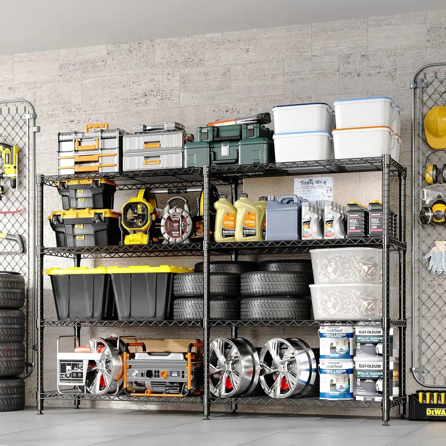 Heavy Duty Storage Shelves 4/5 Tiers Metal Shelving Unit Adjustable Organization Pantry Shelves for Kitchen Garage Commercial