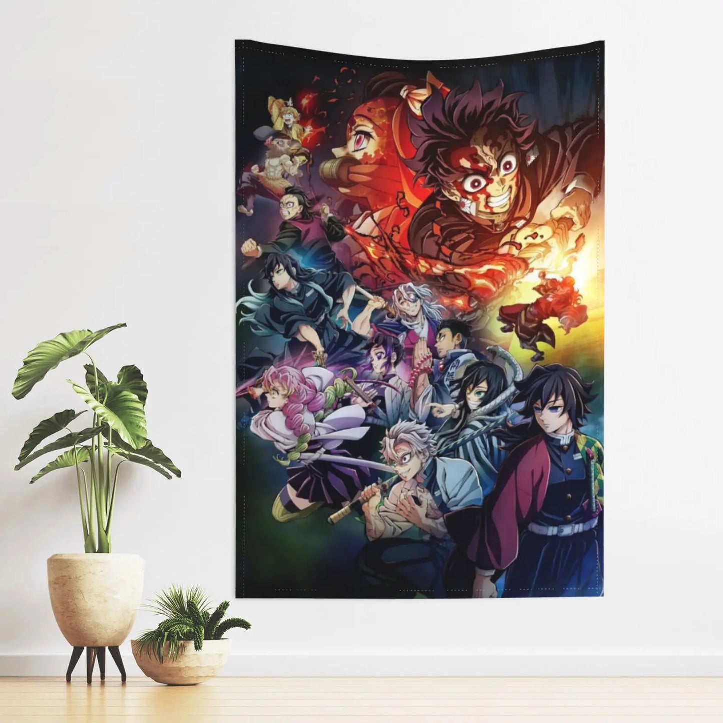De mon Anime Slayer Wall Tapestries, Cartoon Figure Theme Poster Backgrounds, Wall Art Tapestry Home Decor For Dorm Living Room