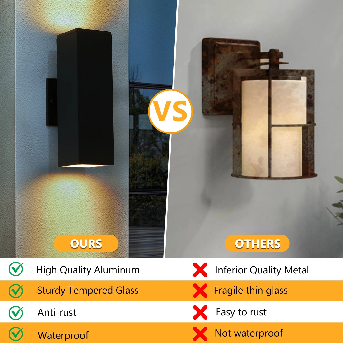 2-Pack Outdoor Wall Light IP65 Waterproof Up & Down GU10 Bulb Wall Sconce Black Aluminum Exterior Light （Stock in USA ）