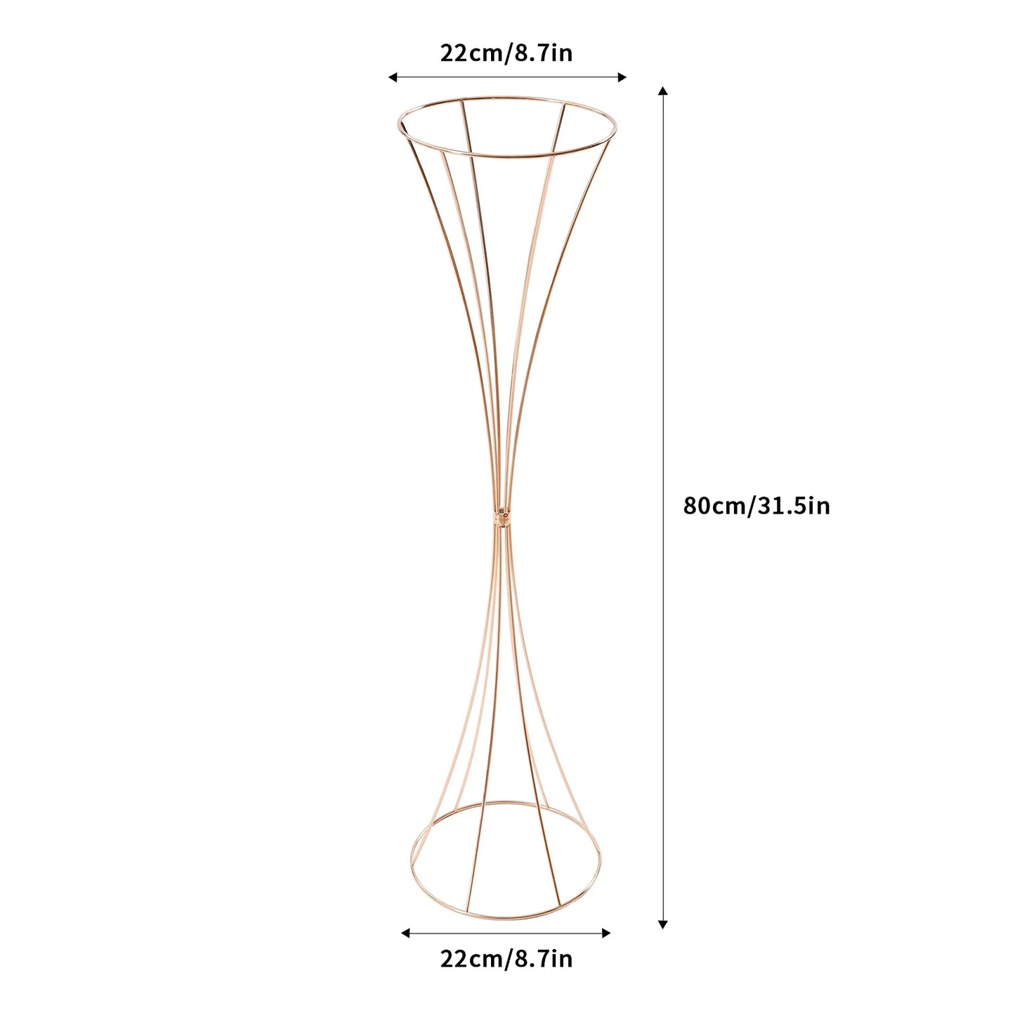 Set of 10 Gold Trumpet Vases,31.5 inches,Stackable Metal Flower Stands,DIY Floral Arrangements,Wedding Party&Dinner Decorations