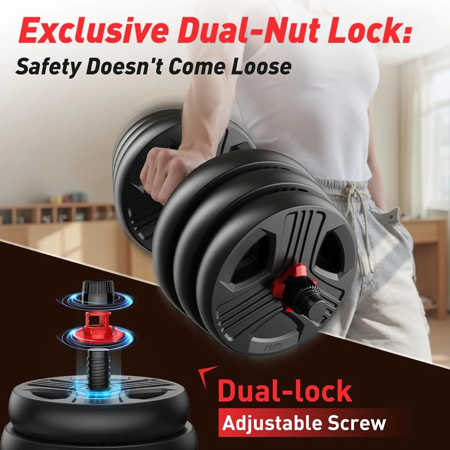 Adjustable Dumbbell Set 5-in-1 Home Gym Equipment, 20-90lbs Free Weights with Upgraded Nut for Men & Women Fitness