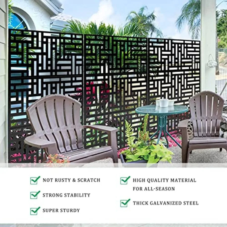 Outdoor Privacy Screen Decorative Privacy Screen with Stand 6FT Metal Divider for Outdoor Garden Backyard Patio Free Standing B