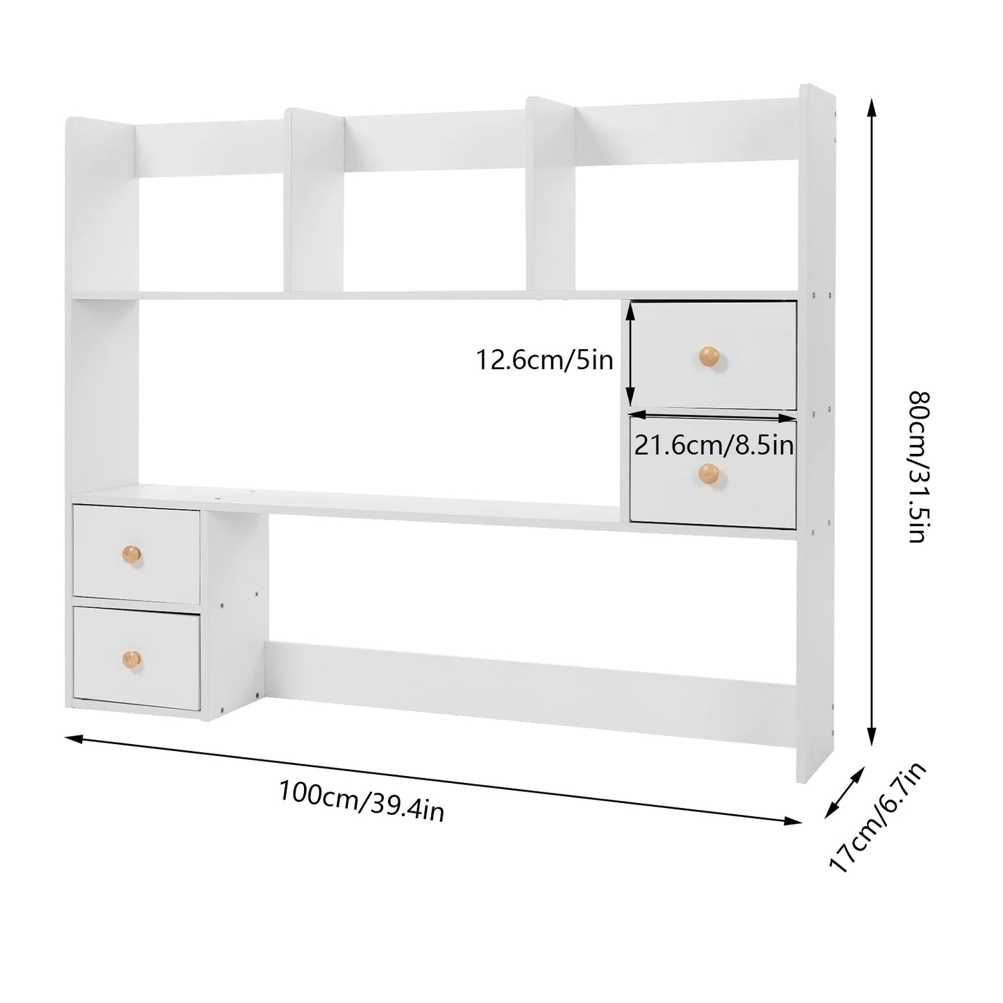 Desk Bookshelf White Desktop Storage Rack 4 Cabinet Mdf Book Magazine Document Holder Office Dormitory Organizer