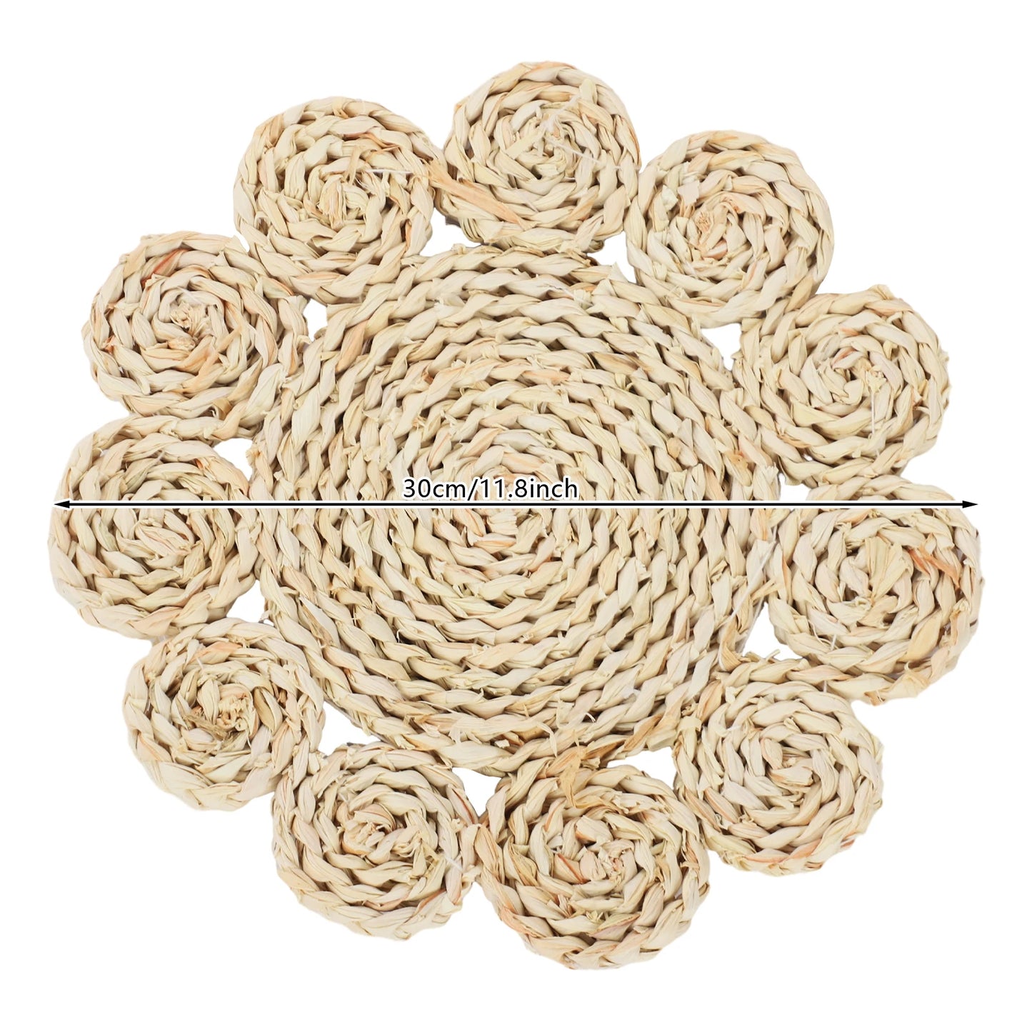 12 Pack Round Woven Placemats Heat Resistant Table Mats Natural Corn Husk Dining Tableware Place Settings for Home Restaurant