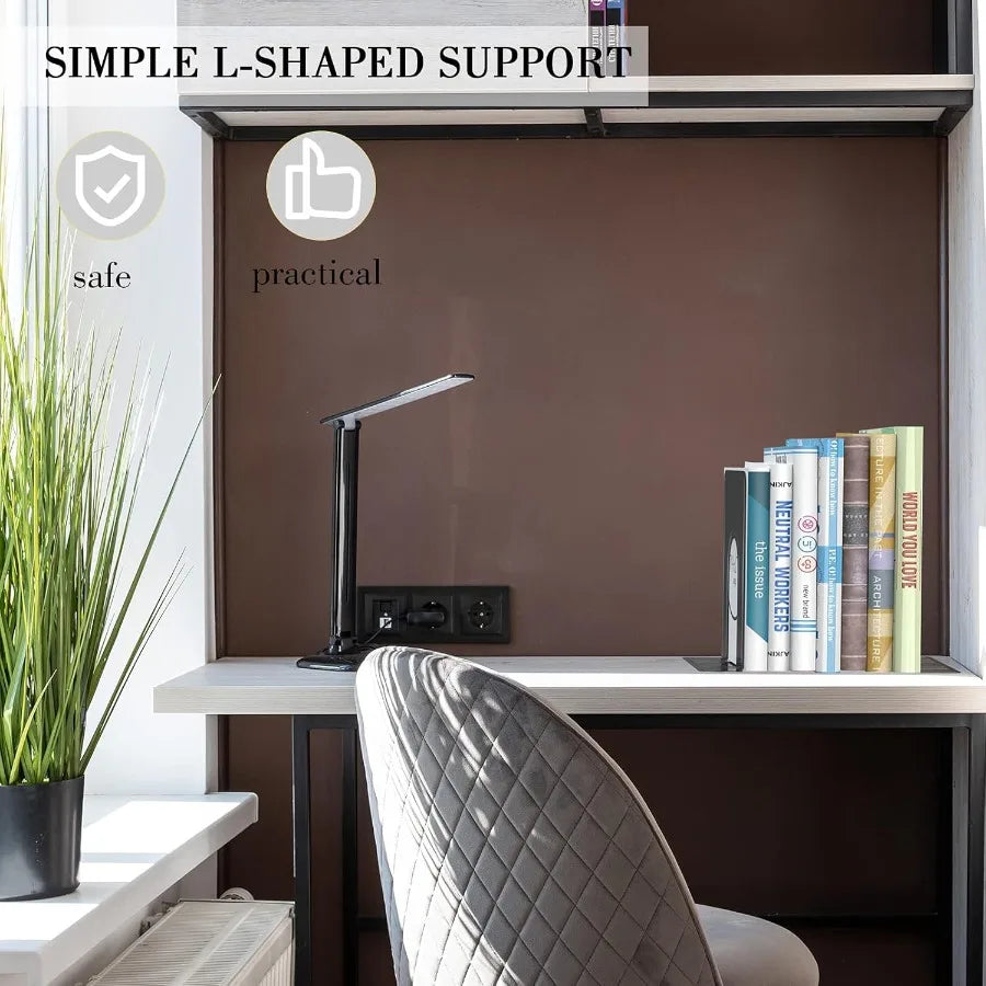 Heavy duty metal bookend supports with modern black finish ideal for home office school and shelf organization; includes 2 pair