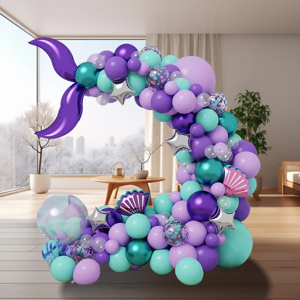120 Pcs Mermaid Tail Latex Aluminum Balloon Set For Halloween Graduation New Year Easter Valentine's Day Thanksgiving