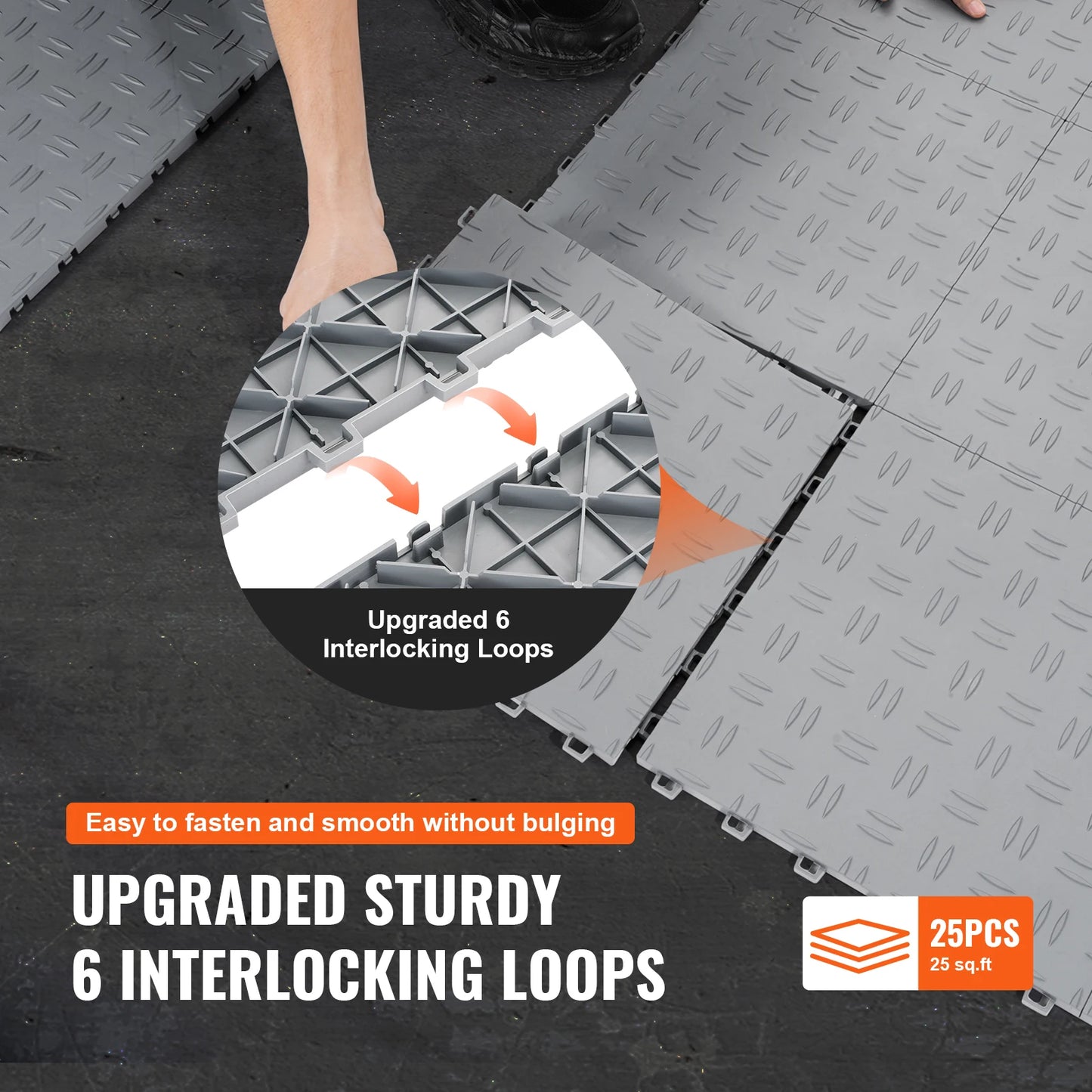 SucceBuy Garage Tiles Interlocking 12 x 12 x 0.53 inch 25 Pack Garage Floor Covering Tiles  for Garages Basements Silver
