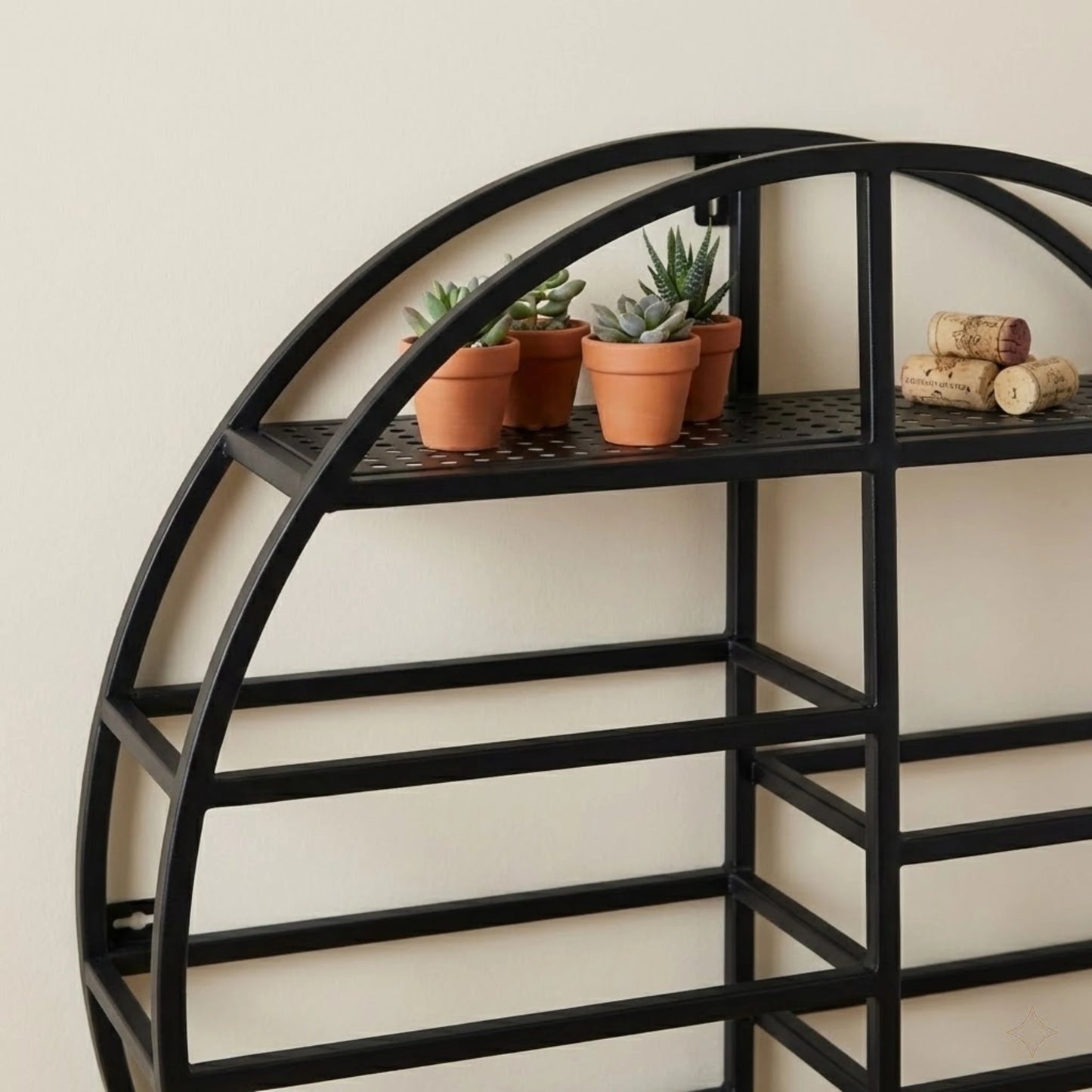 Modern Black Iron Wine Shelf Wall Mounted Large Capacity 7 Bottle Storage Rack