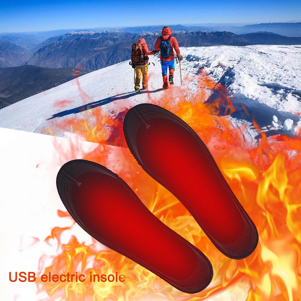 Unisex Electric Foot Warmer Adjustable Temperature USB Heated Insoles Winter Electric Heated Sock Pad for Outdoor Camping Hiking