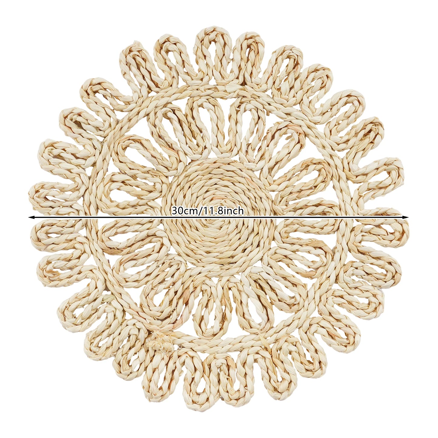 12 Pack Round Woven Placemats Heat Resistant Table Mats Natural Corn Husk Dining Tableware Place Settings for Home Restaurant