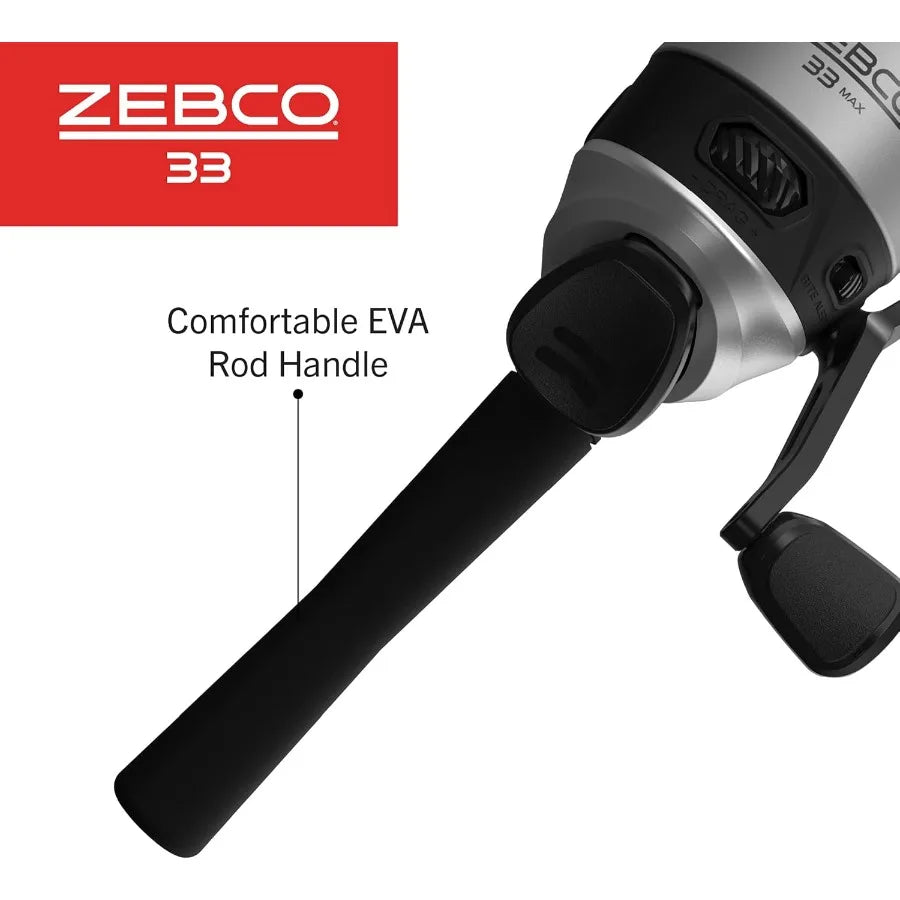 6Foot 2Piece Fiberglass Fishing Rod and Zebco 33 Spincast Reel Combo with EVA Handle for Enhanced Comfort and Precision Casting