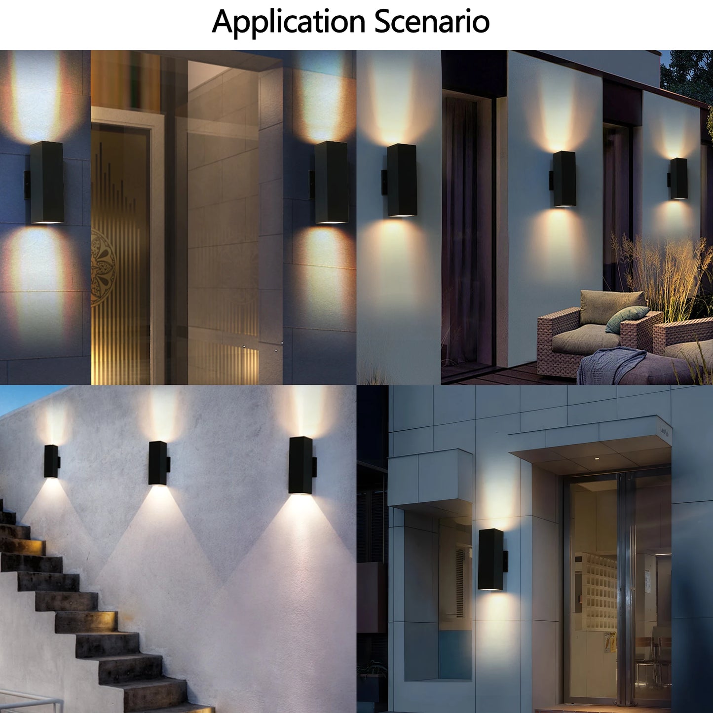 2-Pack Outdoor Wall Light IP65 Waterproof Up & Down GU10 Bulb Wall Sconce Black Aluminum Exterior Light （Stock in USA ）