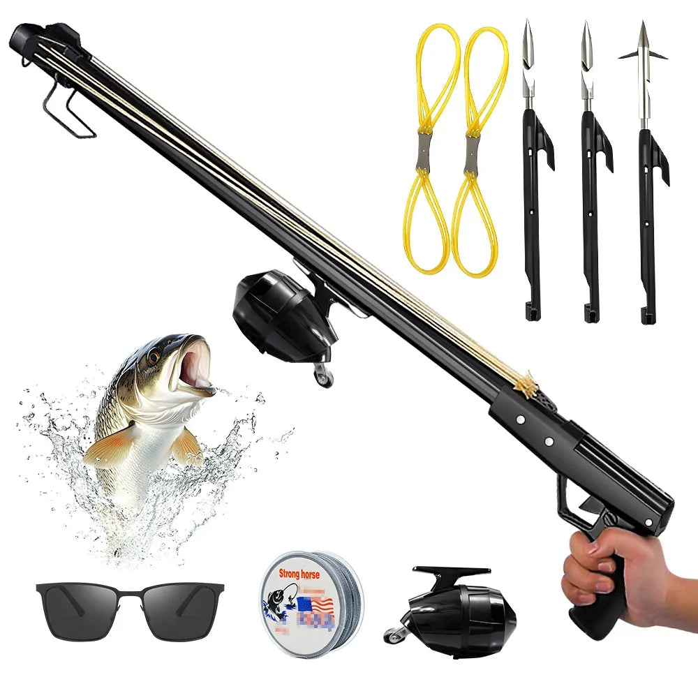 Fishing Slingshot Rod with Reel Long Distance Fishing Tool Portable Fishing Equipment Aluminum Outdoor Adult Fishing Device