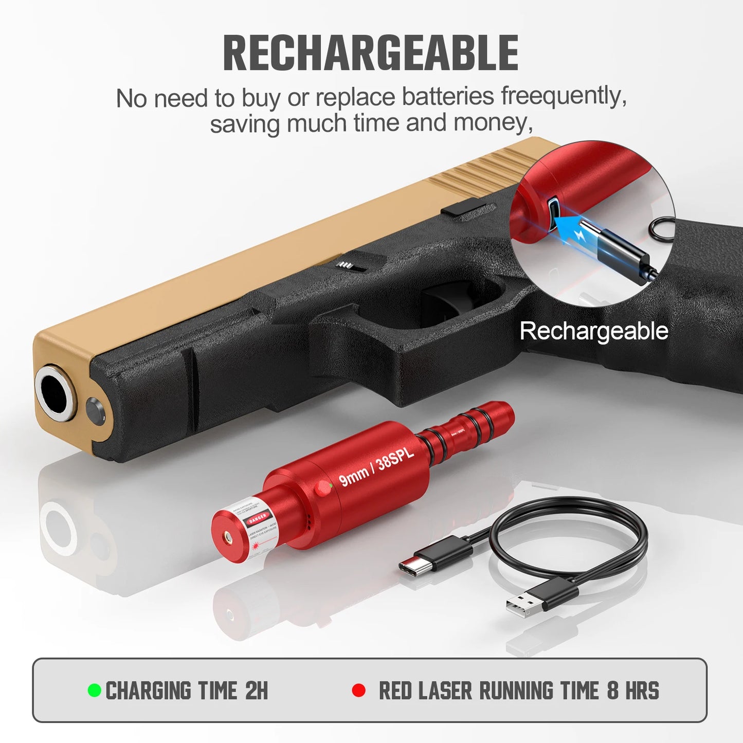 9MM 38SPL multifunctional magnetic red green light trainer, dual-purpose for training and calibration