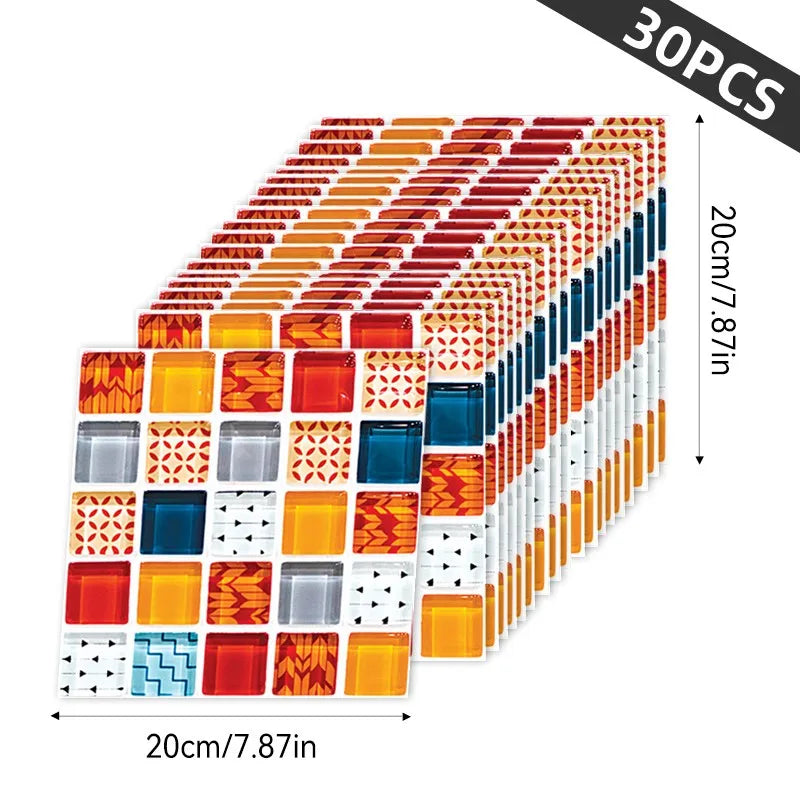 30pcs 3D Wallpaper Stickers, PET Wall Decors, Peel and Stick, Drawer Sticker, Wardrobe Sticker, Kitchen Stickers, Window Sticker