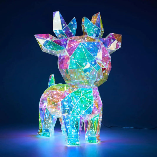 JOYFY 15 in Prismatic Iridescent Reindeer Light Decorations Prismatic Christmas150 LED Lights for Christmas Eve Night Décor