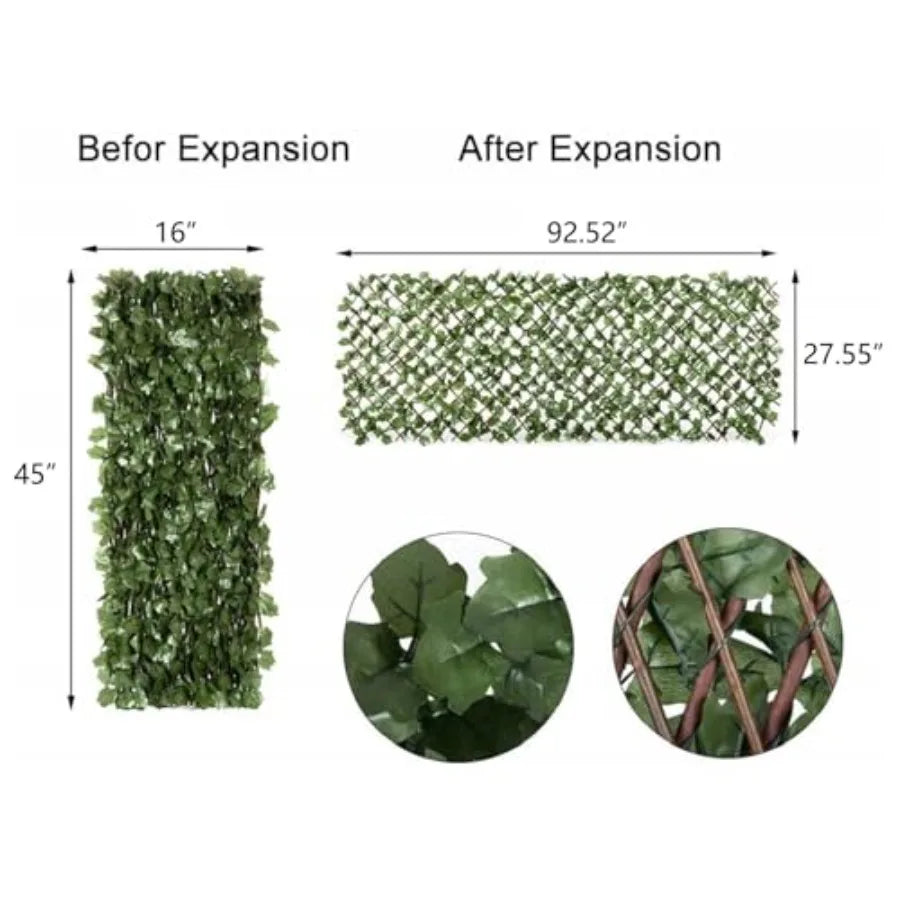 Expandable Fence Privacy Screen for Balcony Patio Outdoor Faux Ivy Fencing Panel for Backdrop Garden Backyard Home Decorations