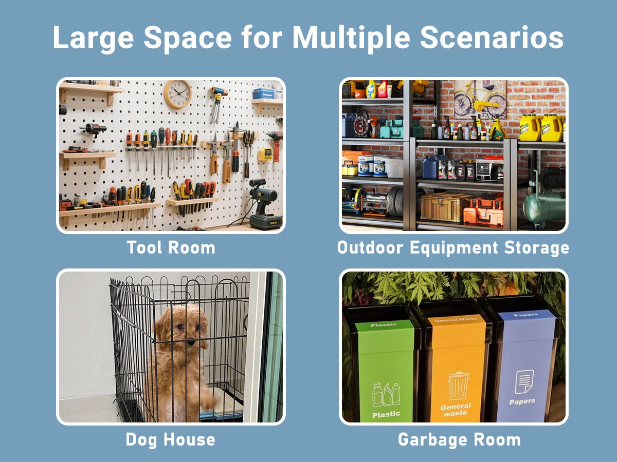 VIWAT 10x12~12x14 FT Outdoor Metal Storage Shed with Window, Lockable Garden Tool Shed, Heavy-Duty Frame, Backyard Patio Black