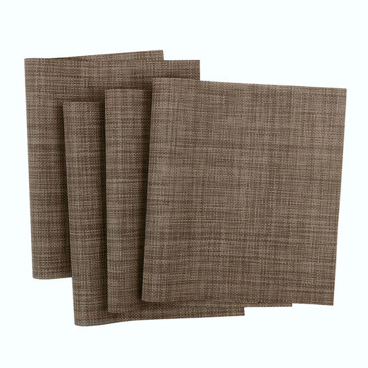 Heat Resistant Non-Skid Removable Pvc Table Mats Woven Placemats Brown 4Pcs