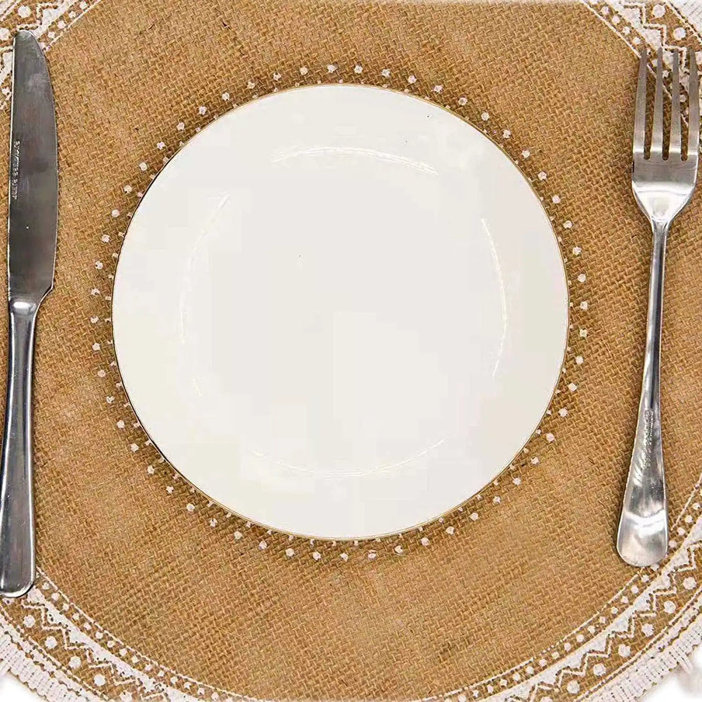 Round Placemats Set of 4, Boho Woven Table Mats with Pompom Tassel for Dining Room Kitchen Table Decor (White Ball)
